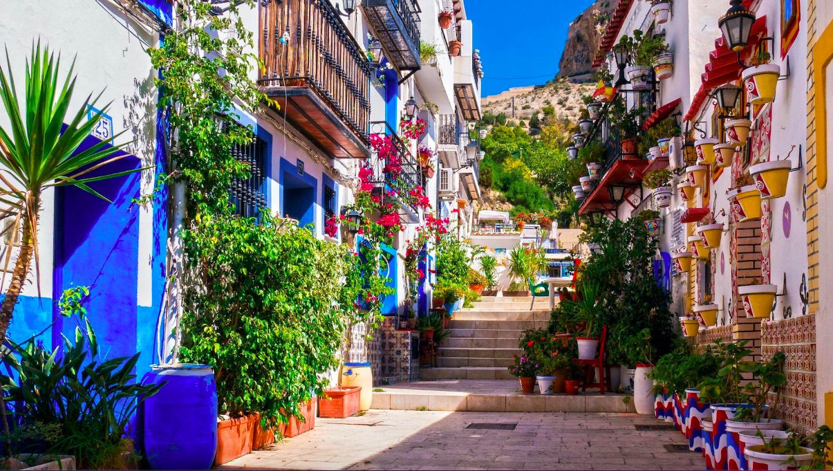 Colourful Santa Cruz old town in Alicante